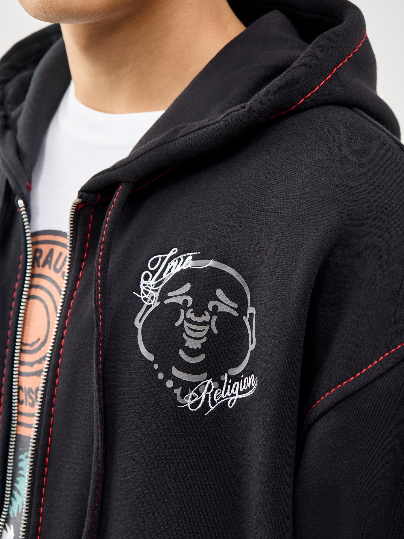 Big T Zip Through Hoodie Black