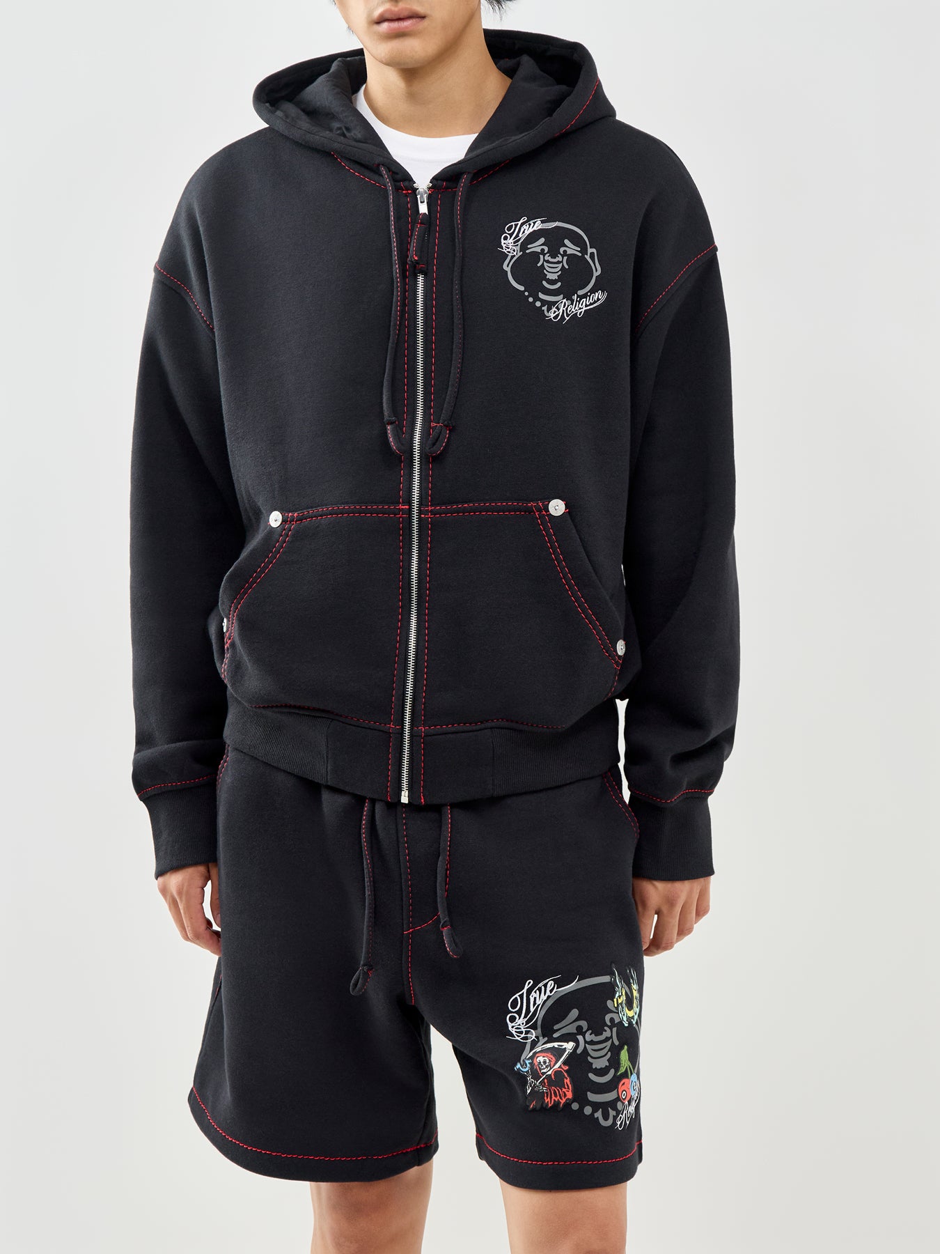 Big T Zip Through Hoodie Black