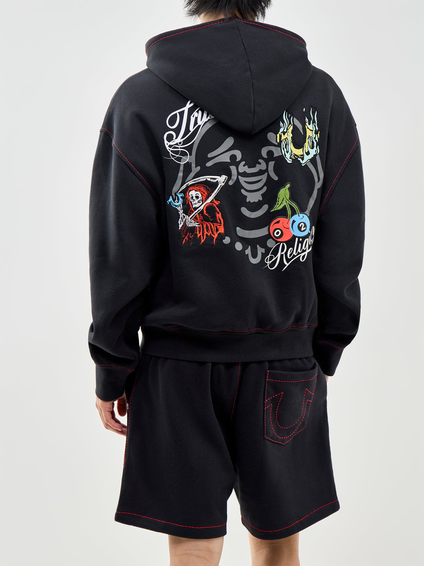 Big T Zip Through Hoodie Black