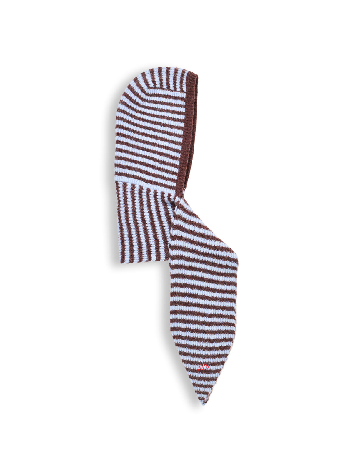 Tie-Front Wool Blend Hood - Blue & Chocolate Stripe
