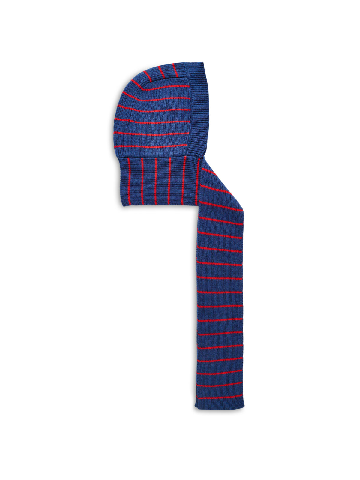Hooded Wool Scarf - Blue Stripe
