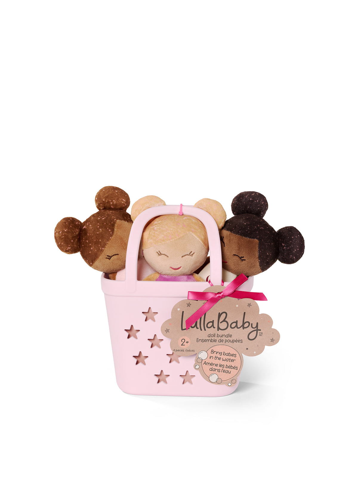Baby Bath Dolls in Pink Basket Playset