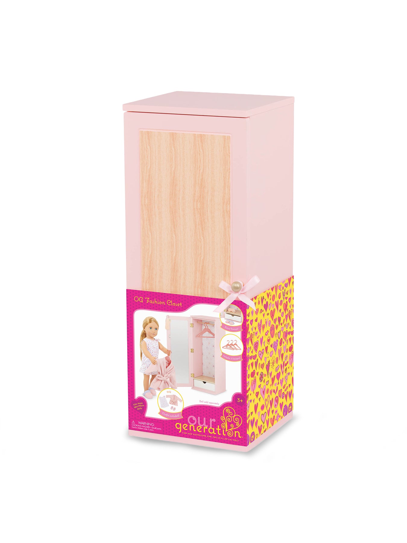 Wooden Doll Wardrobe & Accessories