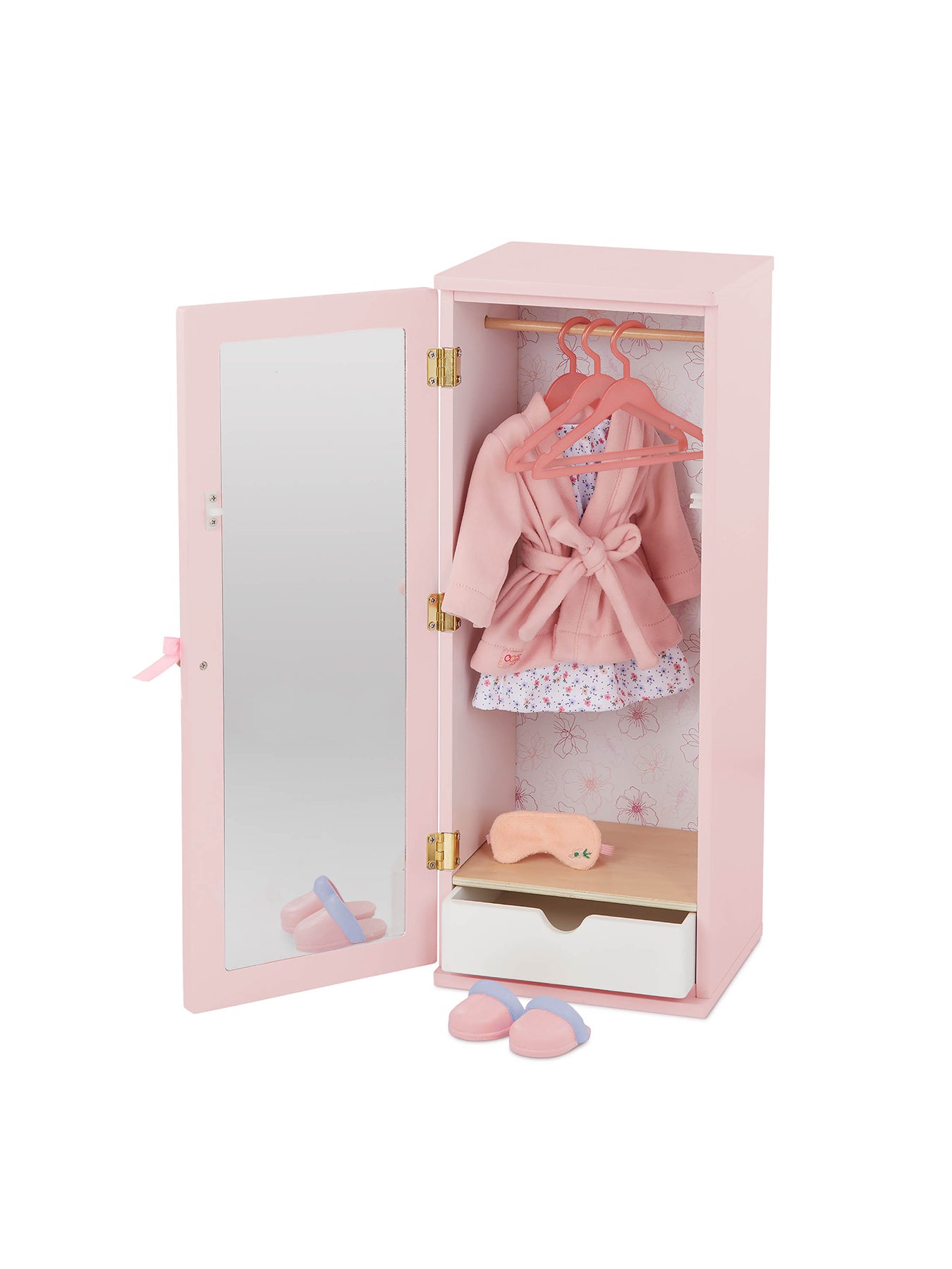 Wooden Doll Wardrobe & Accessories