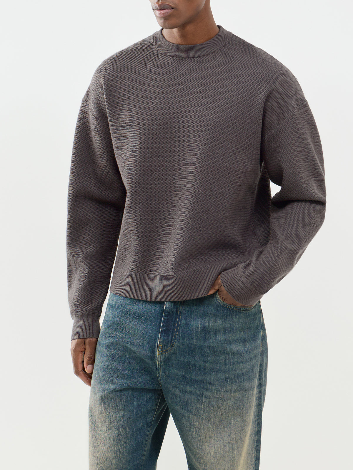 View Long Sleeve Jacquard Crew Neck Jumper