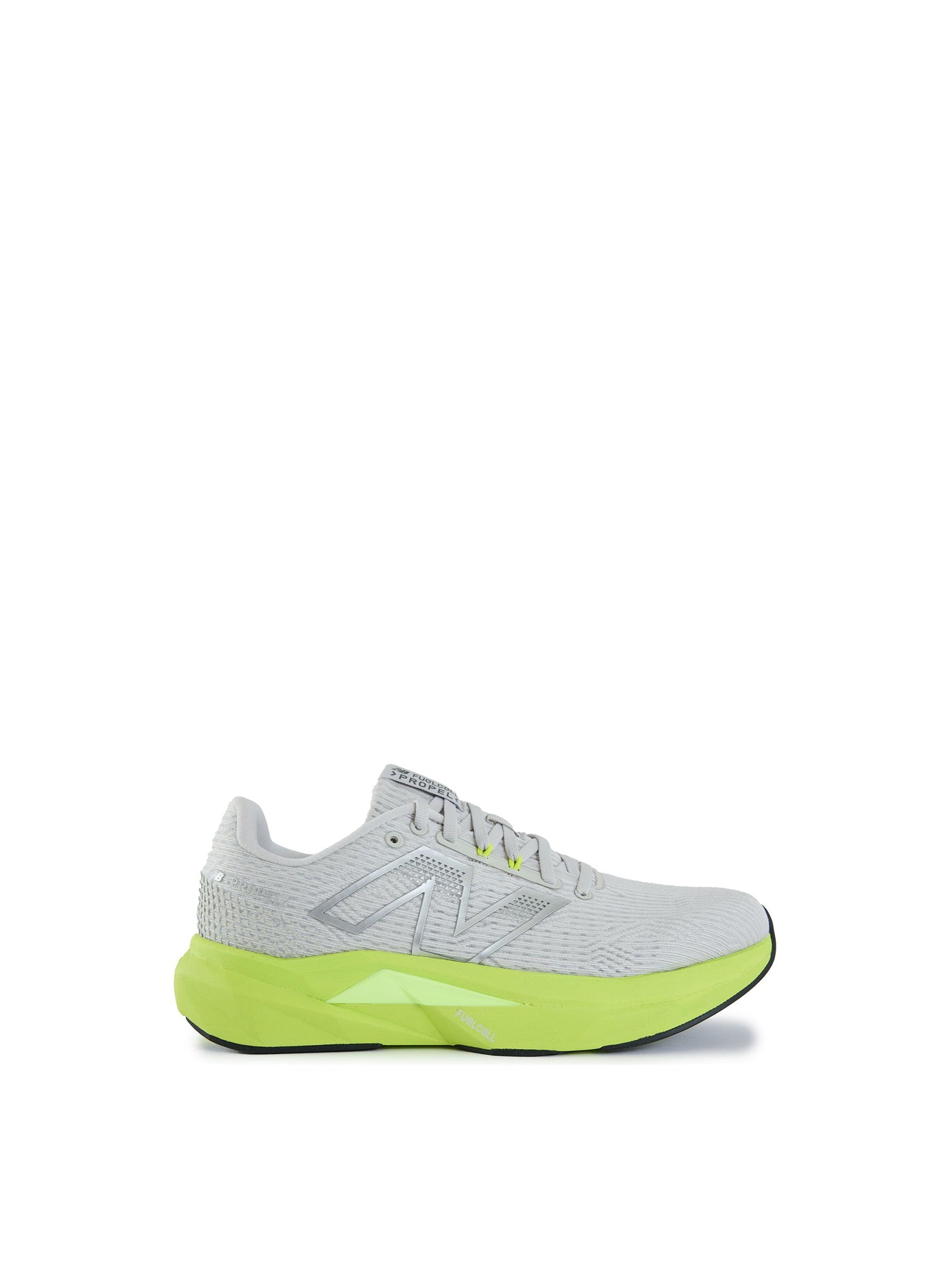 Mens NEW BALANCE Fuelcell Propel V5 Nylon Trainers Grey/lime