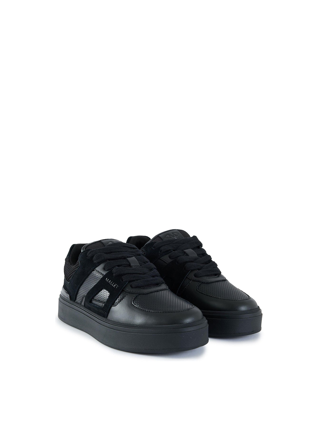 Mens MALLET Fenchurch Leather Trainers Black