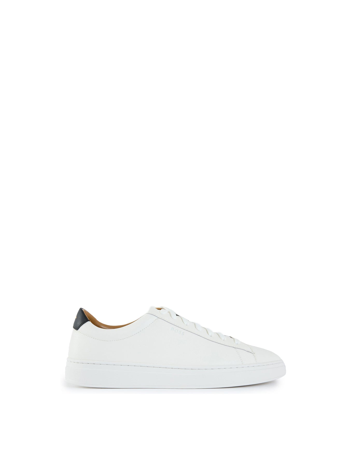Mens BOSS Kieran Tenn Leather Trainers White