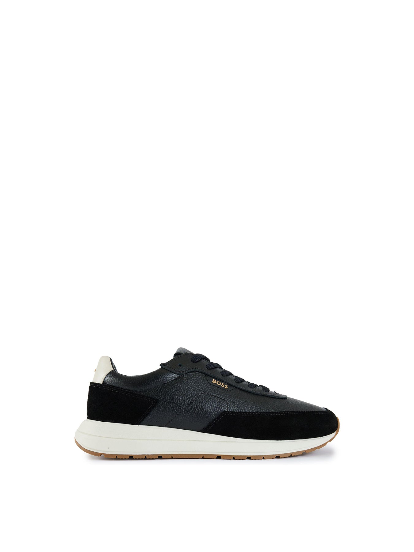 Mens BOSS Vinston Leather Trainers Black
