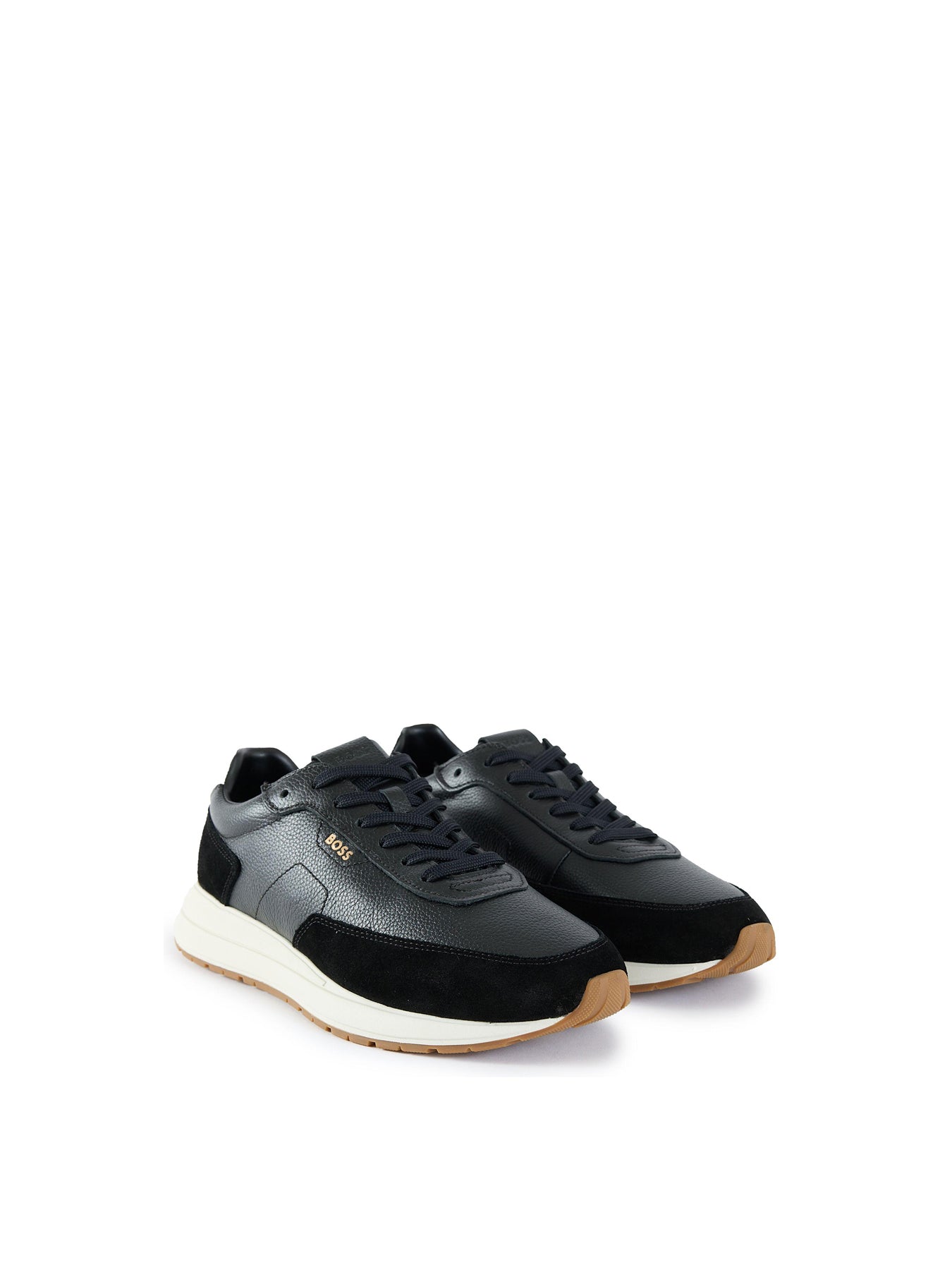 Mens BOSS Vinston Leather Trainers Black