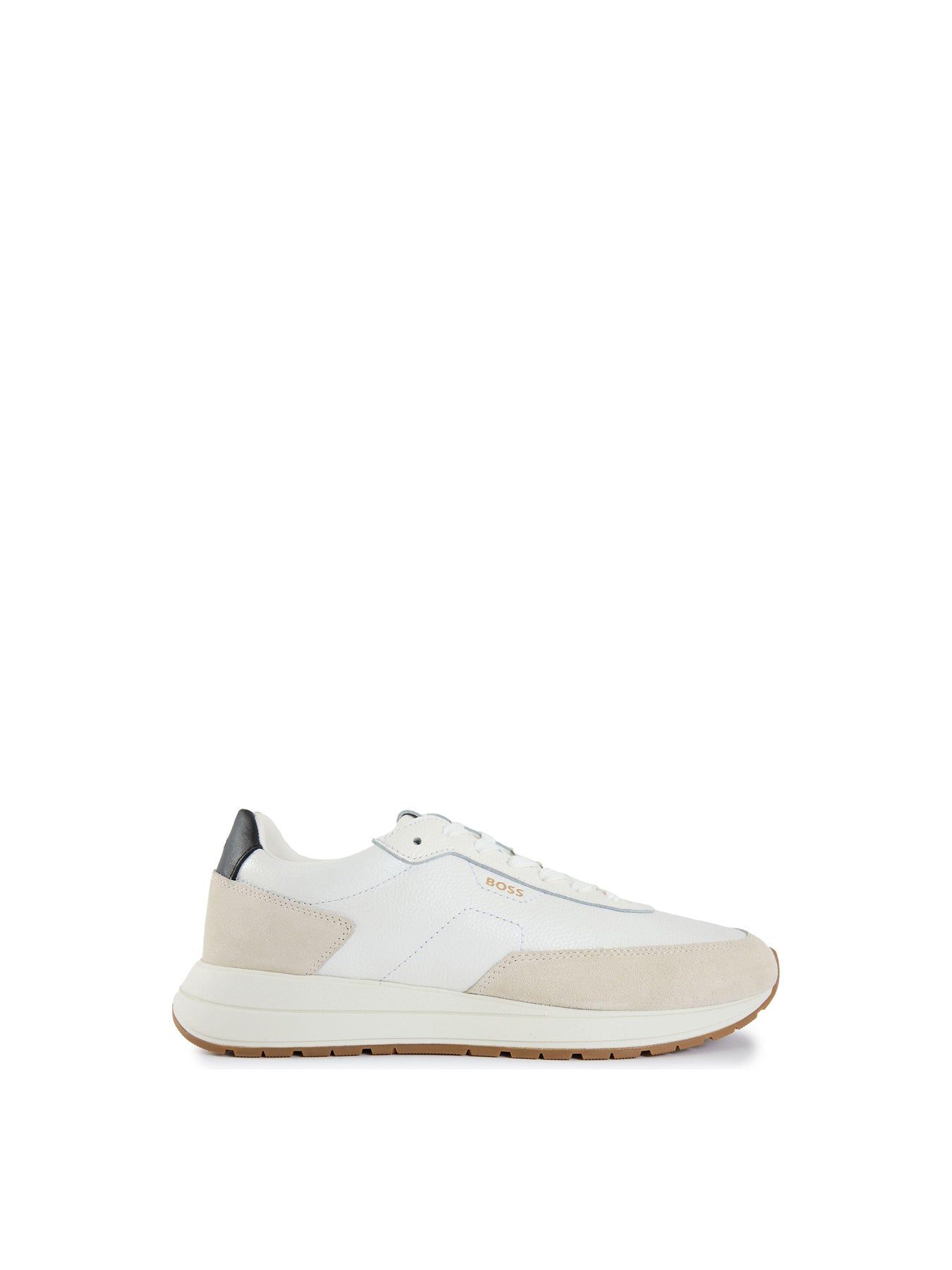 Mens BOSS Vinston Leather Trainers White