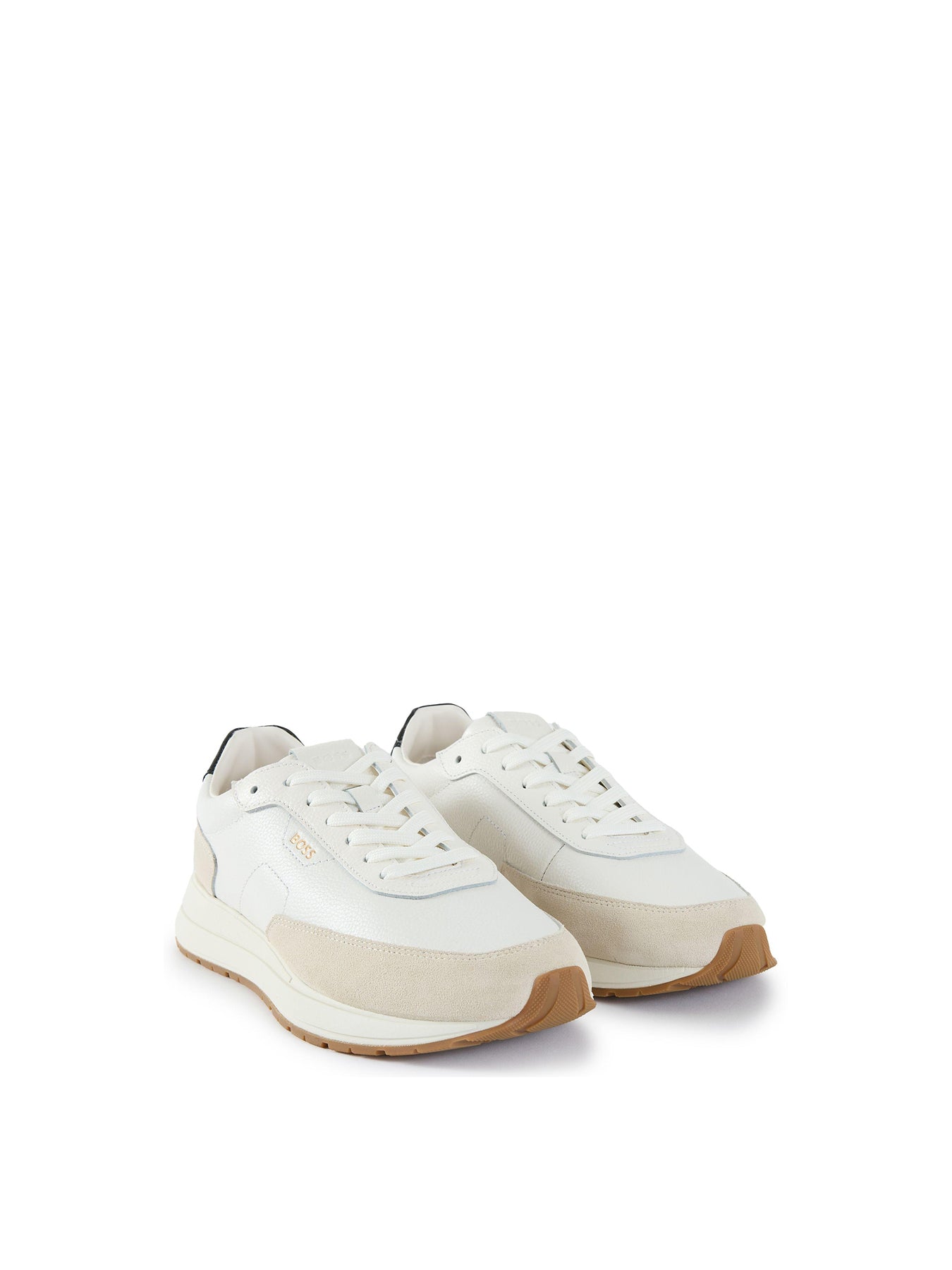 Mens BOSS Vinston Leather Trainers White