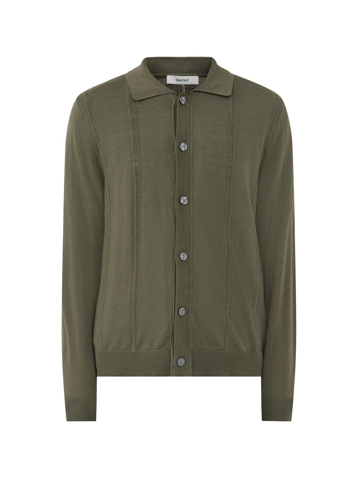 Merino Wool Structured Polo Cardigan - Kalamata