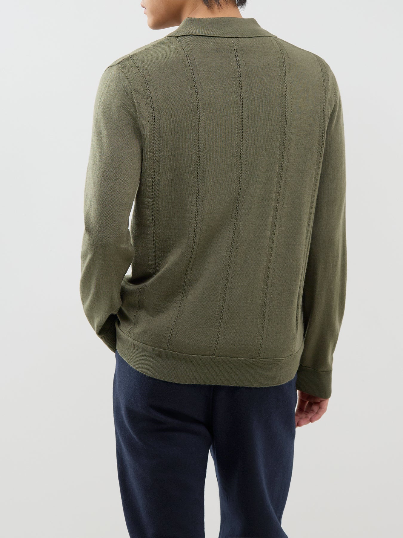 Merino Wool Structured Polo Cardigan - Kalamata