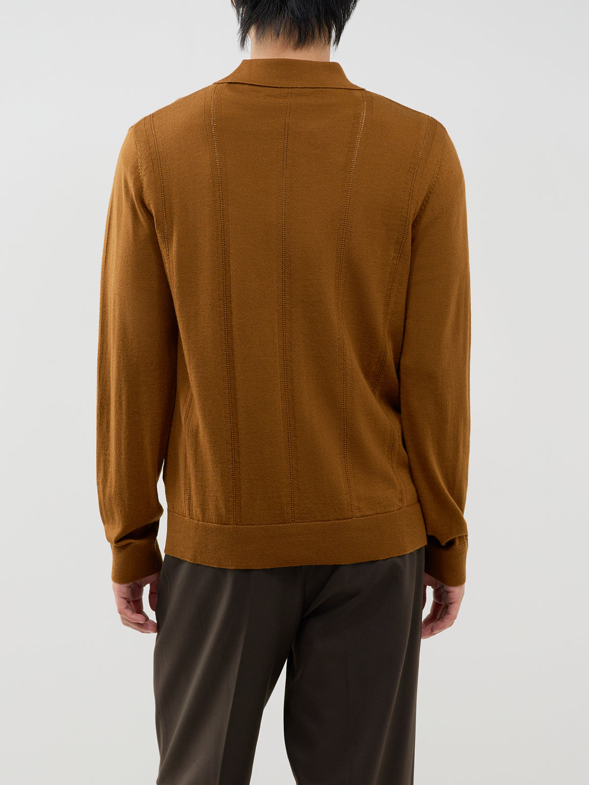Merino Wool Structured Polo Cardigan - Monks Robe