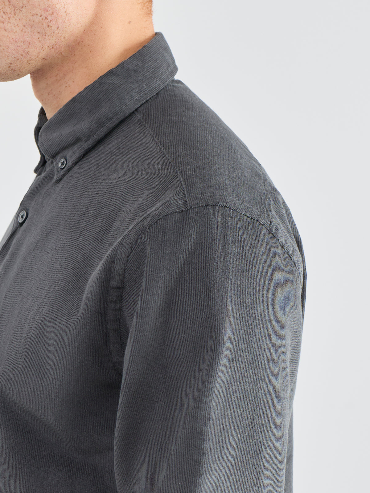 Regular Fit Danni Organic Cotton Corduroy Long-Sleeved Shirt - Dark Shadow