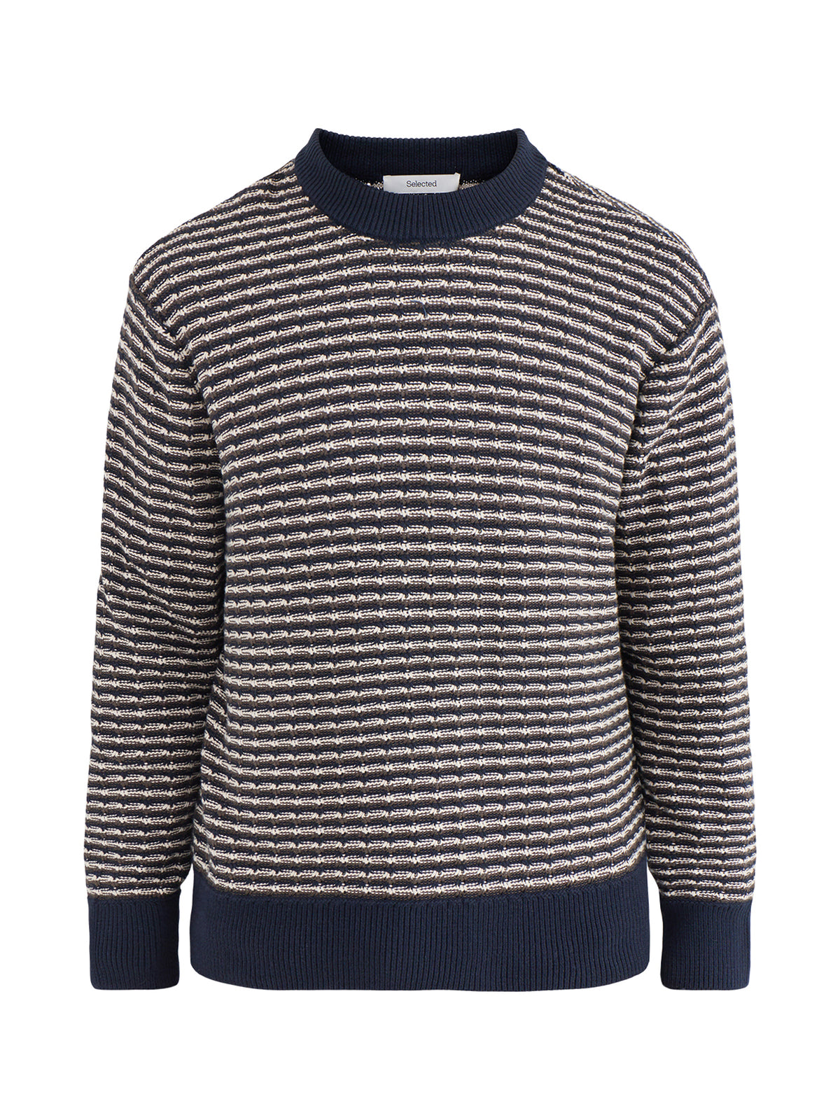 Darrell Organic Cotton Textured Crew Neck Sweatshirt - Sky Captain Multi