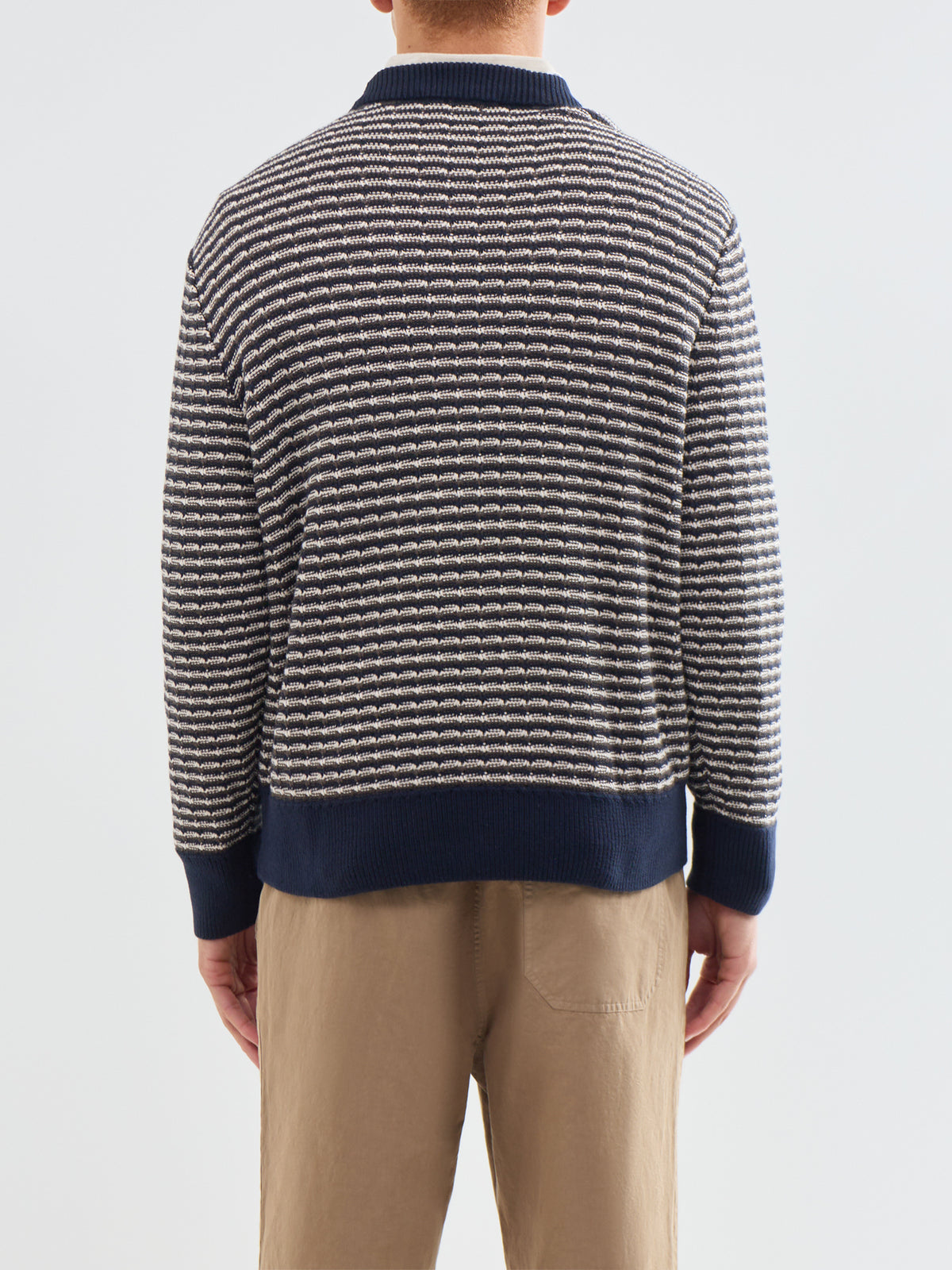 Darrell Organic Cotton Textured Crew Neck Sweatshirt - Sky Captain Multi