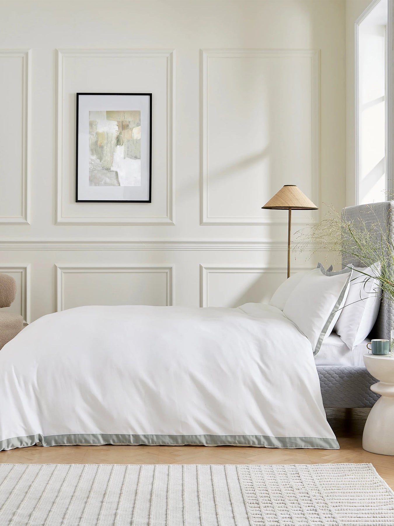 Olenna Cotton Sateen Double Duvet Cover Set Silver