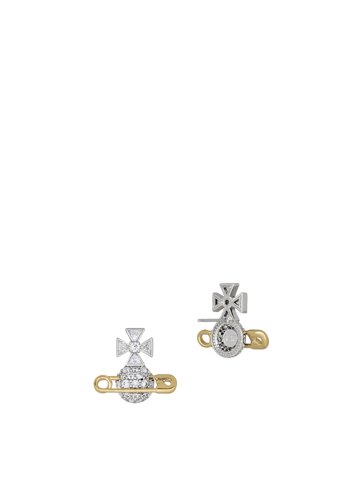 Hectorina Cubic Zirconia Stud Earrings – Silver & Gold