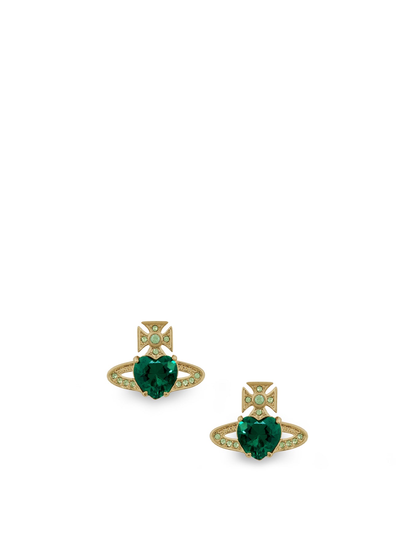 Ariella Stud Earrings Gold Emerald