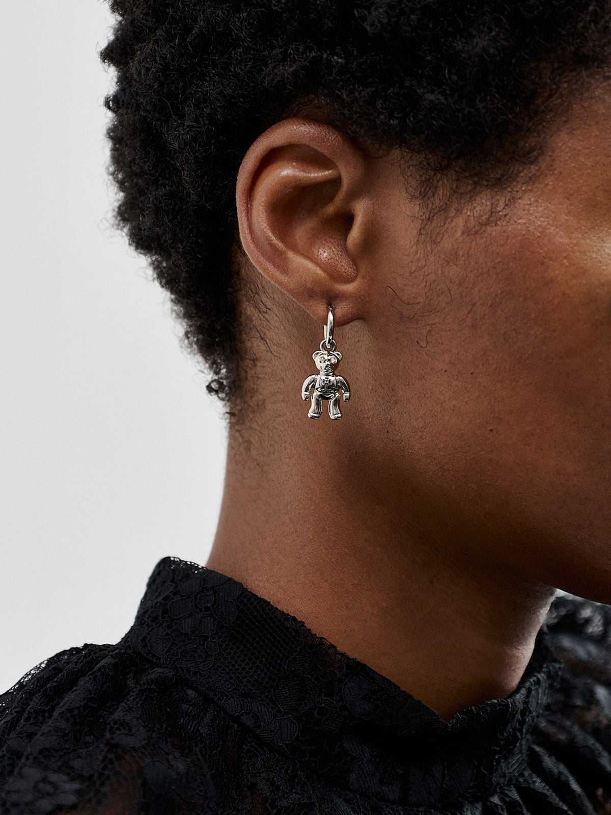 Ruby Small Bear Orb Hoop Earrings