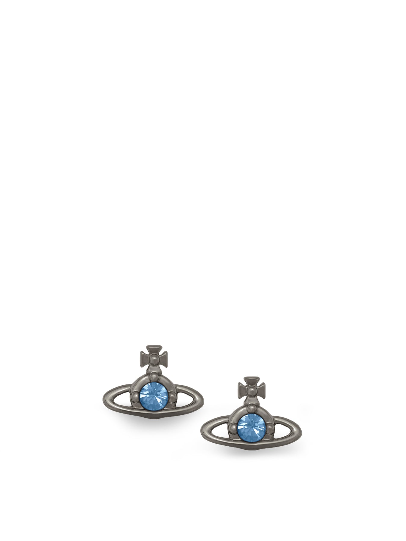 Nano Solitaire Stud Earrings Grey Blue