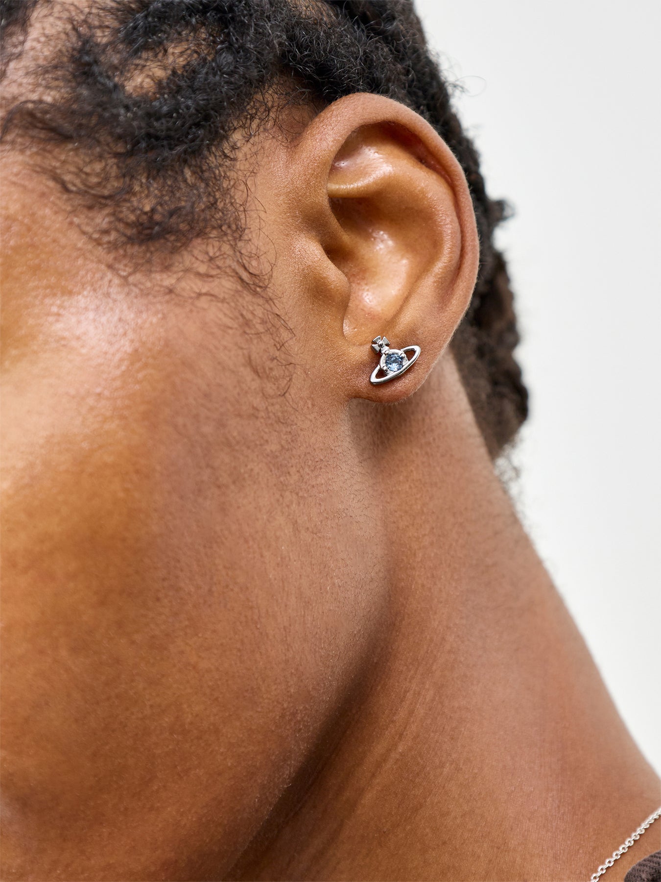 Nano Solitaire Stud Earrings Grey Blue