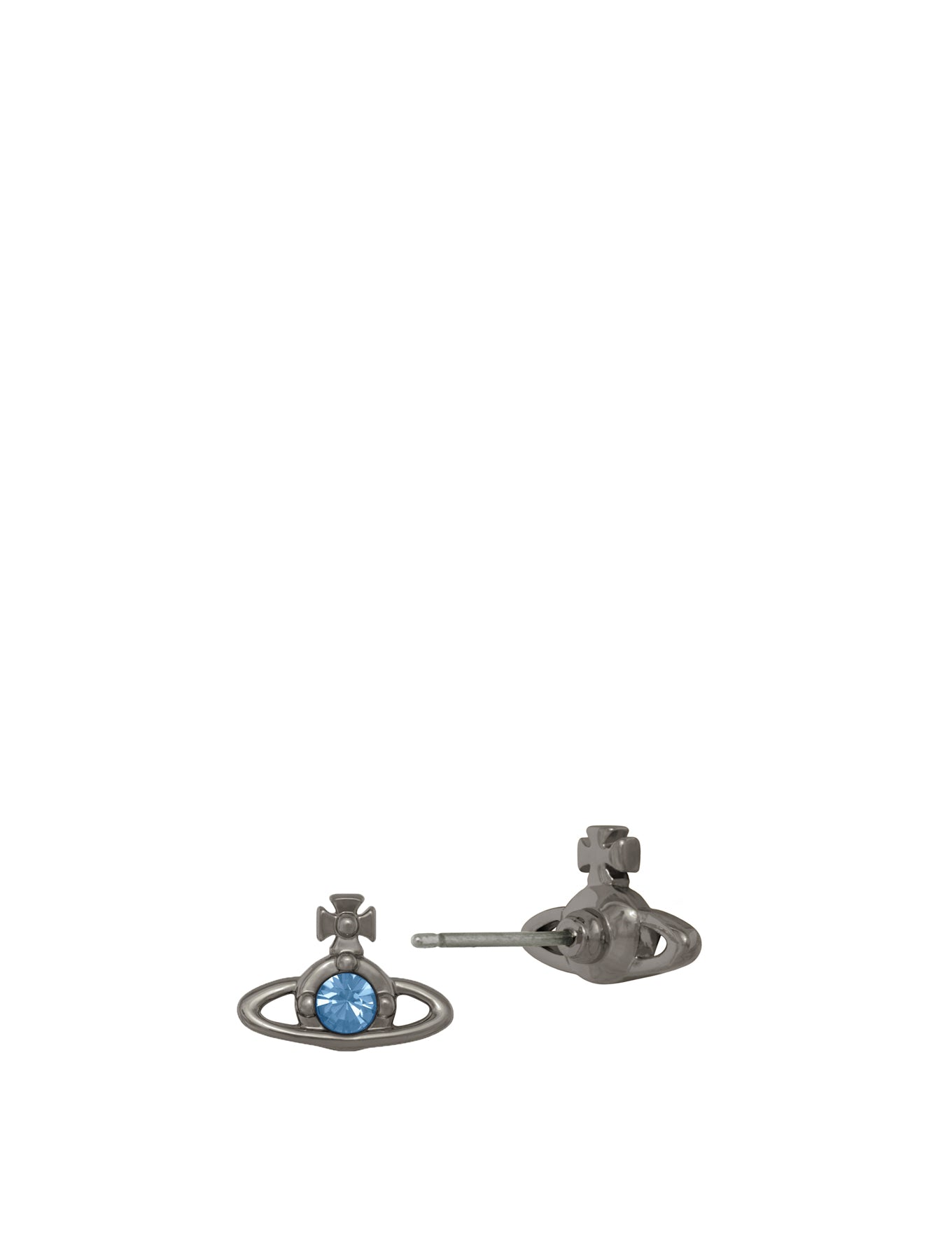 Nano Solitaire Stud Earrings Grey Blue