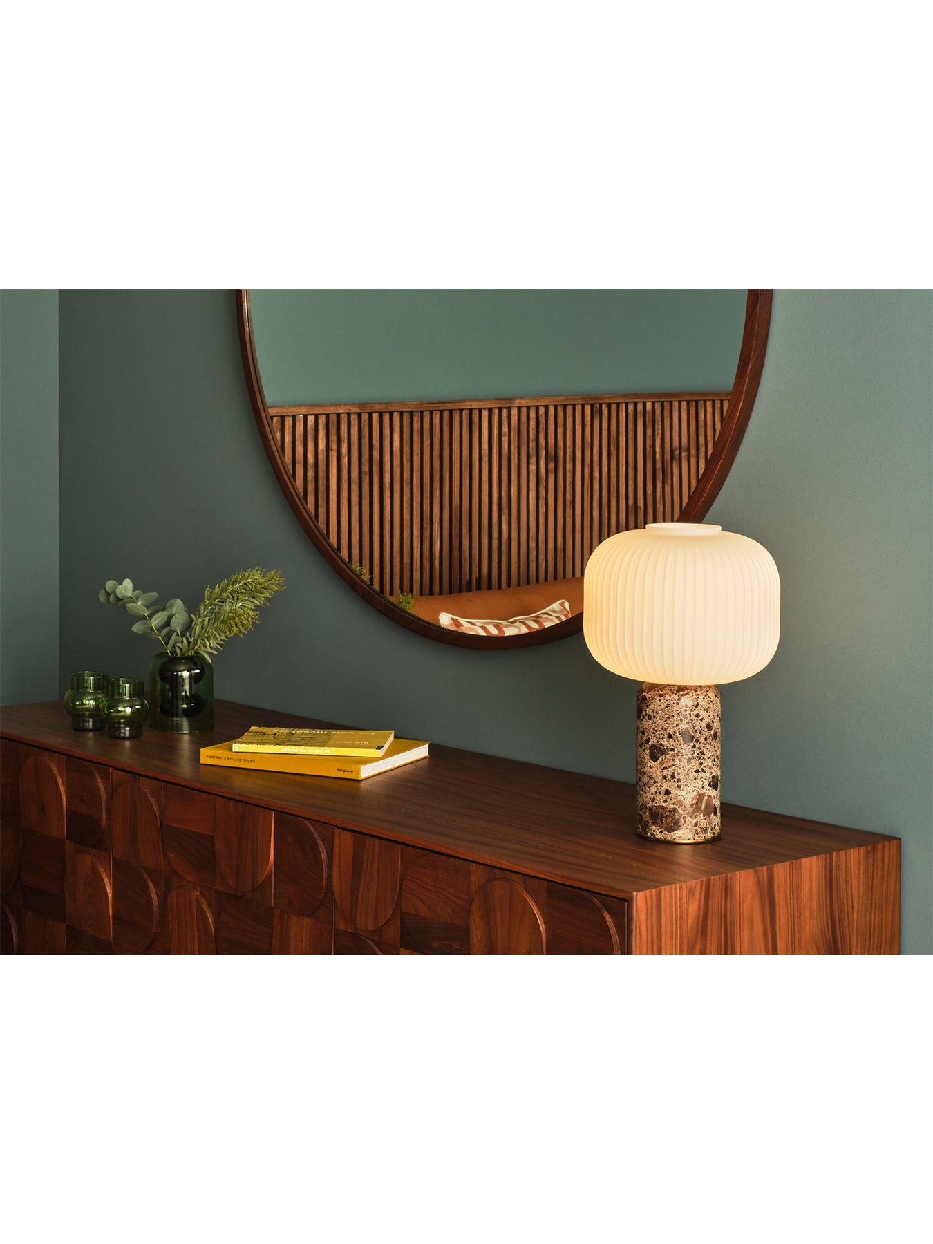 Opal Lantern Table Lamp Cocoa Marble