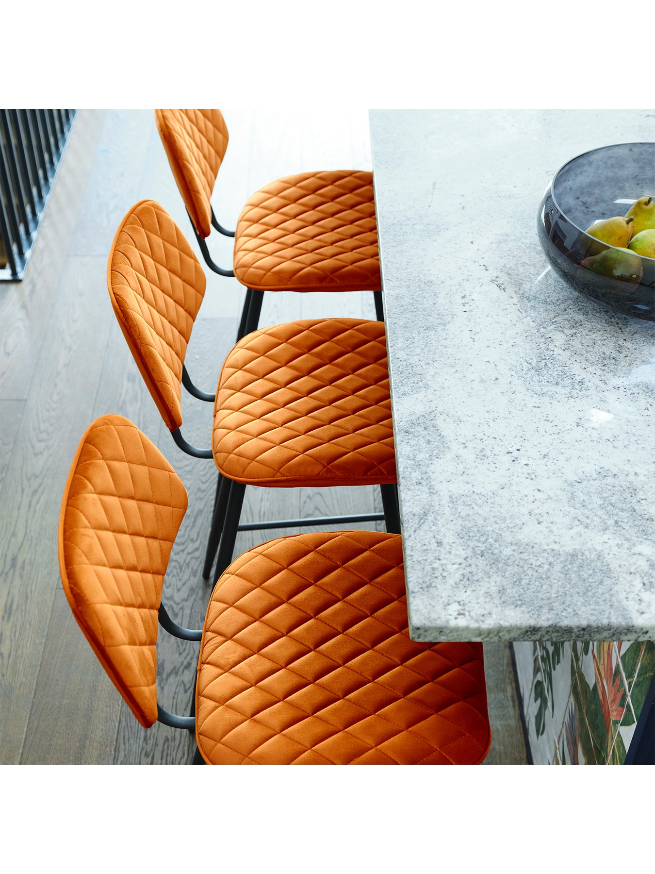 Archer Velvet Counter Stool Orange