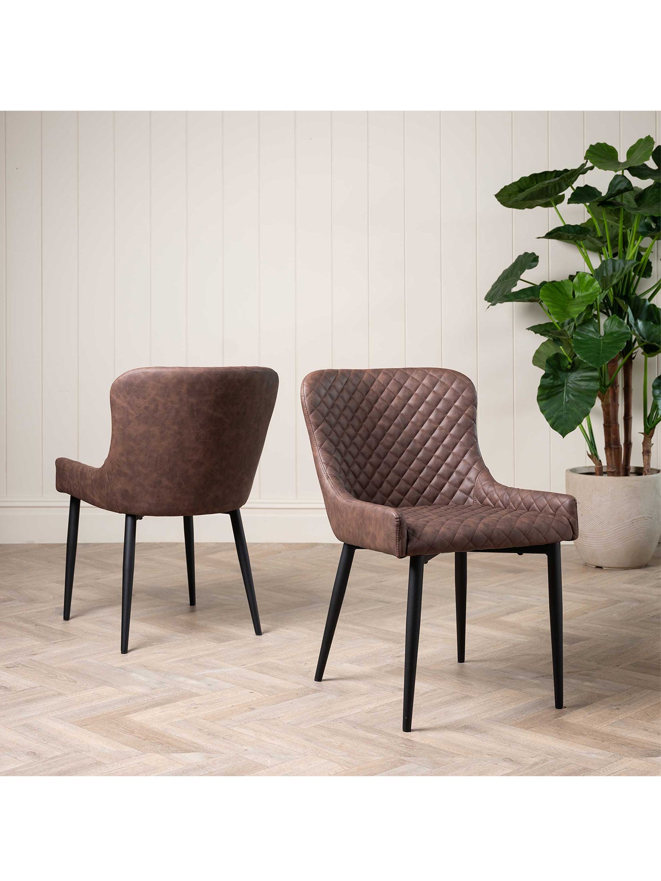 Rivington Faux Leather Quilted Dining Chair Brown