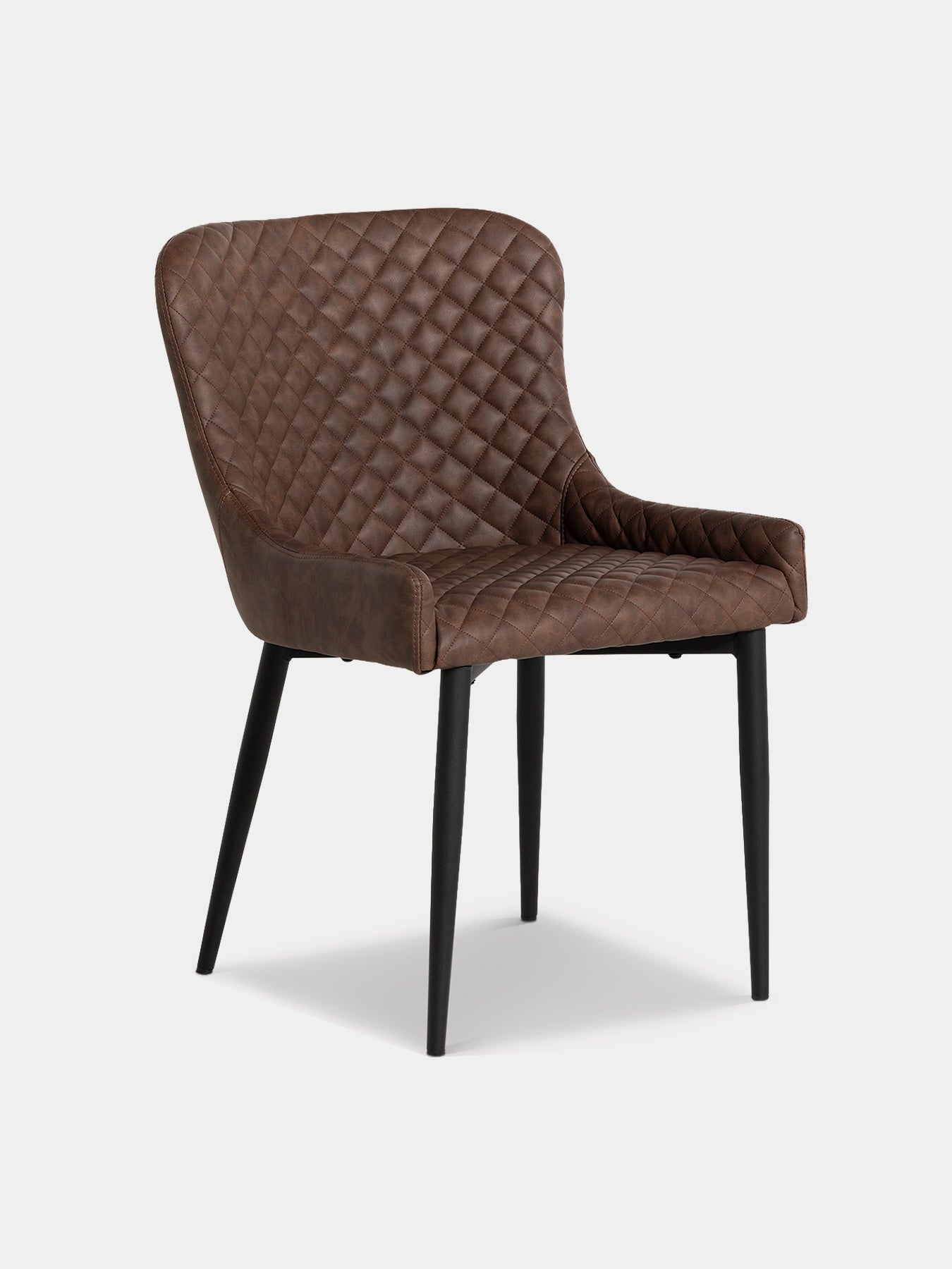 Rivington Faux Leather Quilted Dining Chair Brown