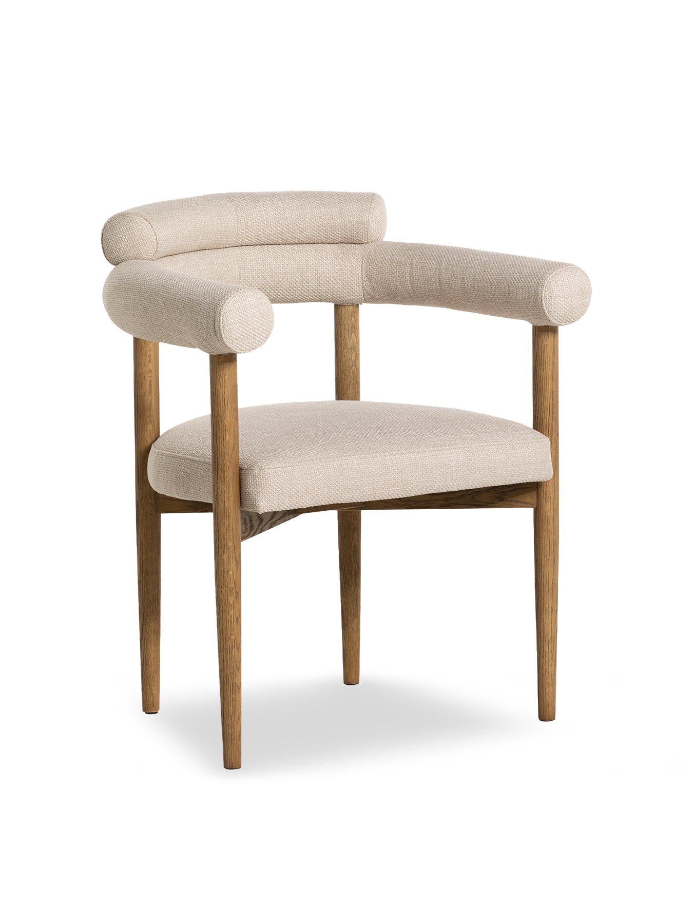 Torr Cream Fabric Curved Dining Chair