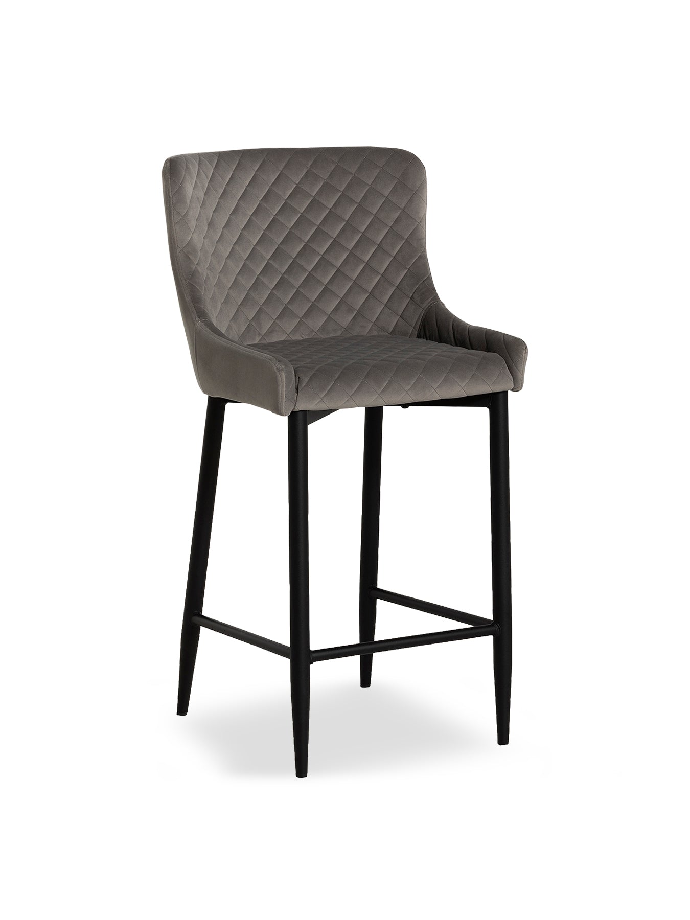 Rivington Velvet Quilted Counter Stool Grey