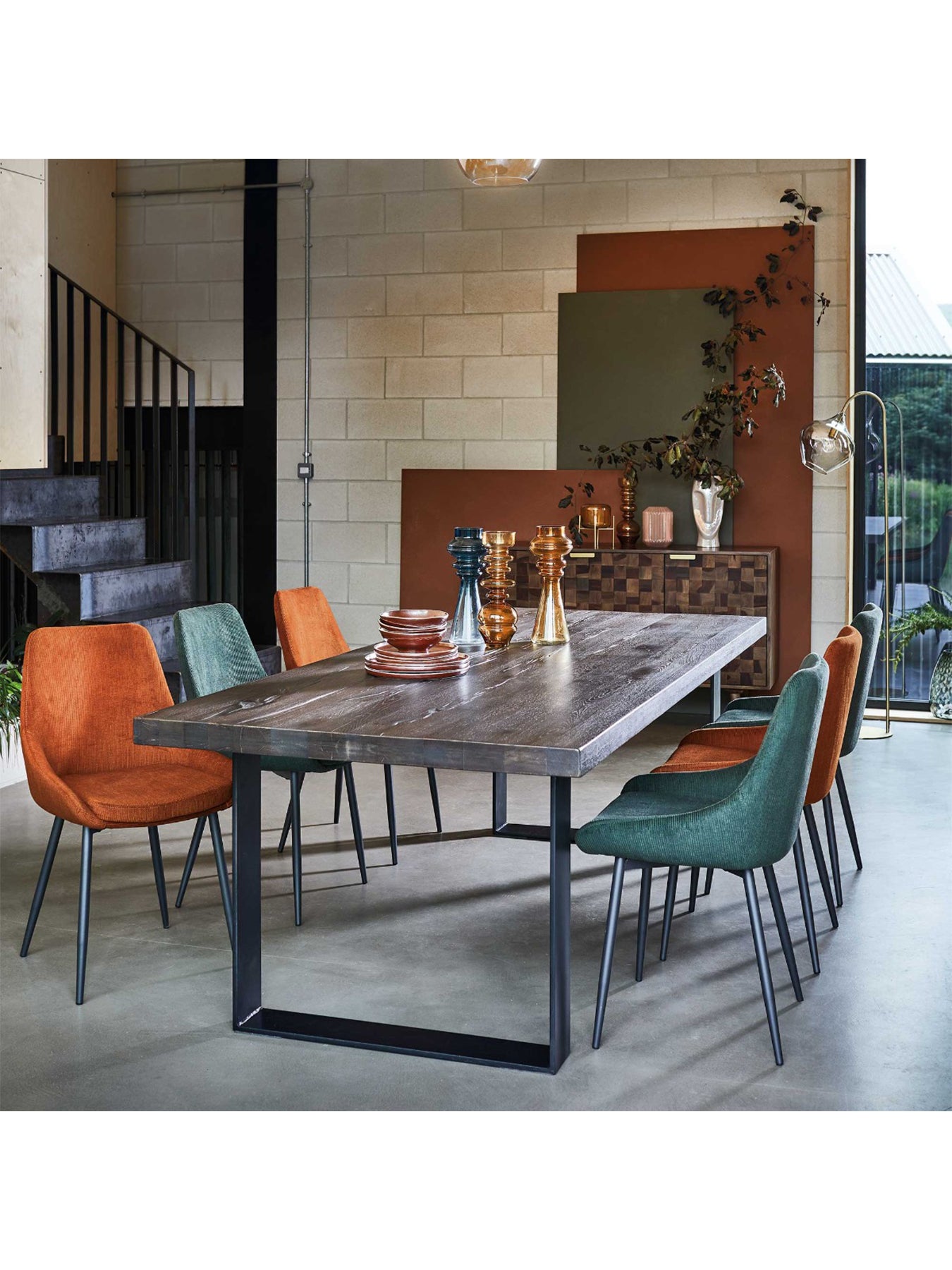 Emmett Cord Fabric Dining Chair Orange