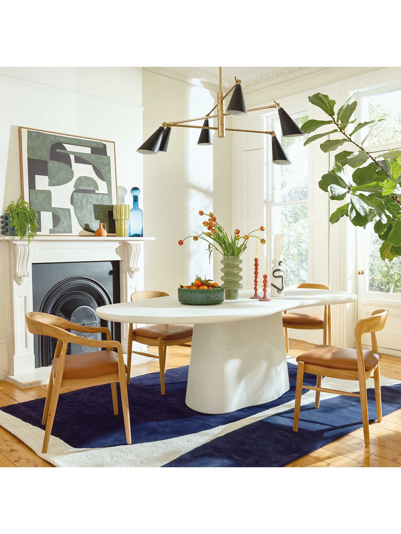 Capella Faux Stone Pedestal Dining Table 240cm Seats 6-8