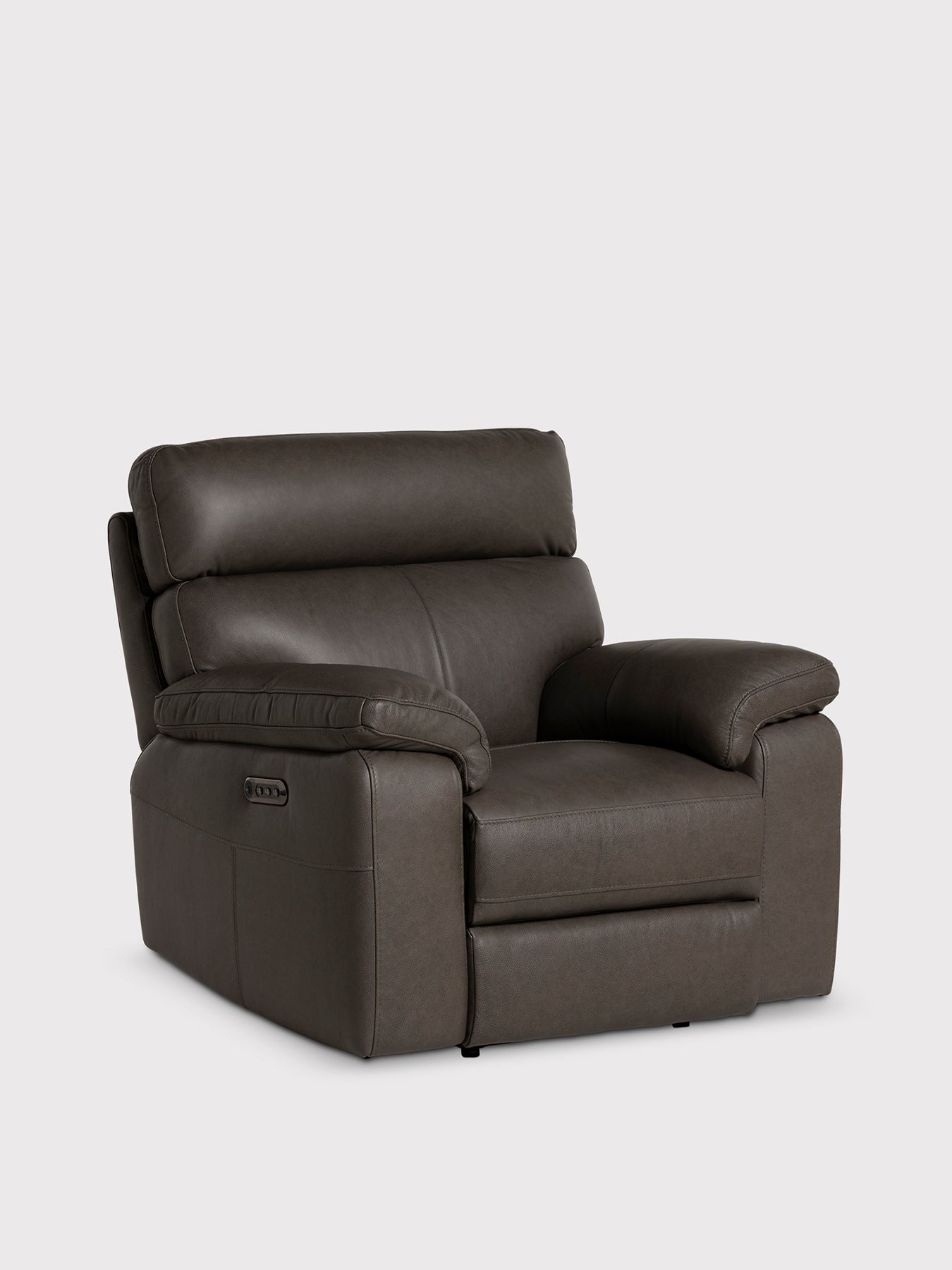 Clark Grey Leather Electric Recliner Armchair