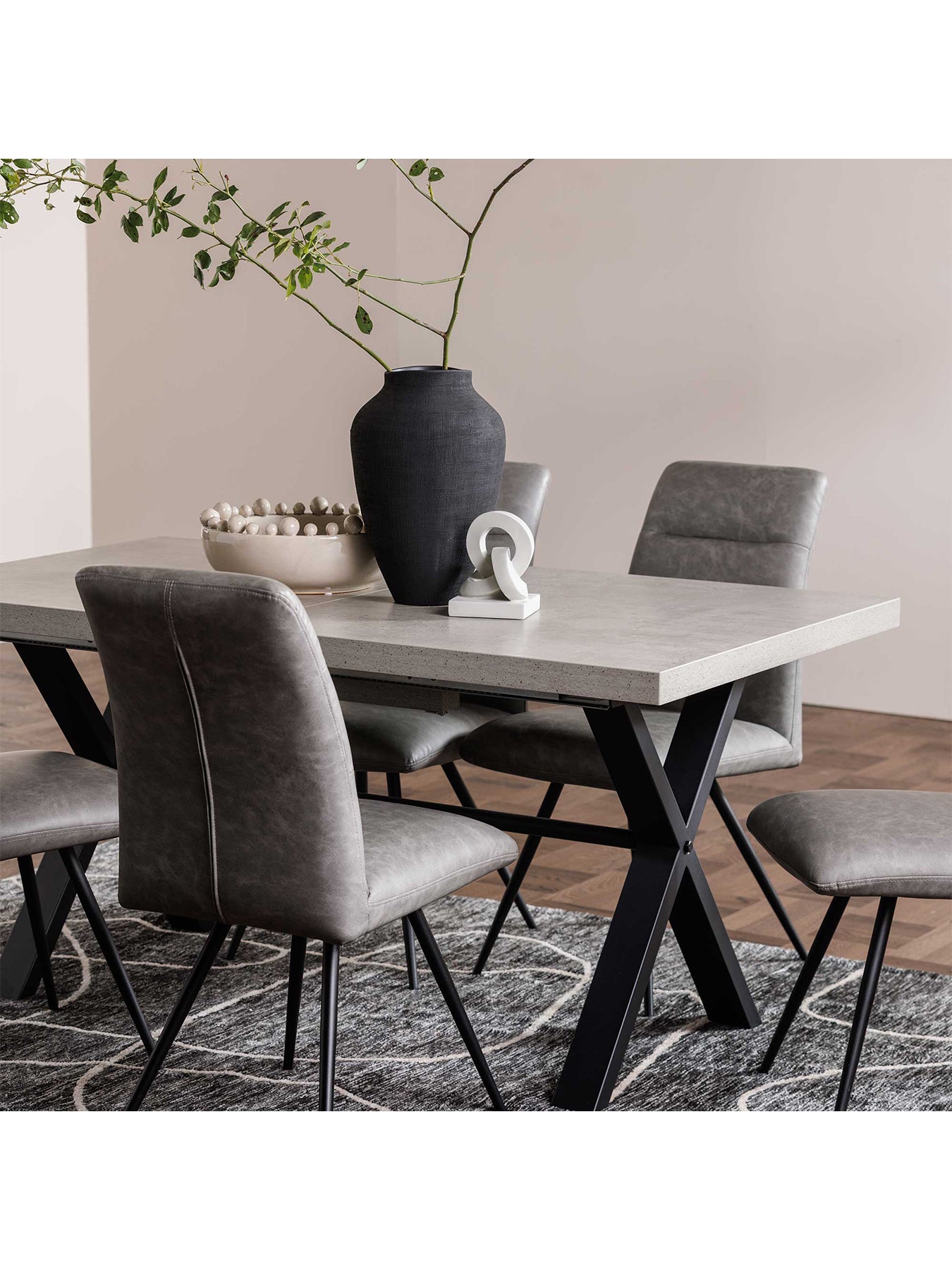 Kalmer Extending Dining Table Concrete Effect Seats 6-8