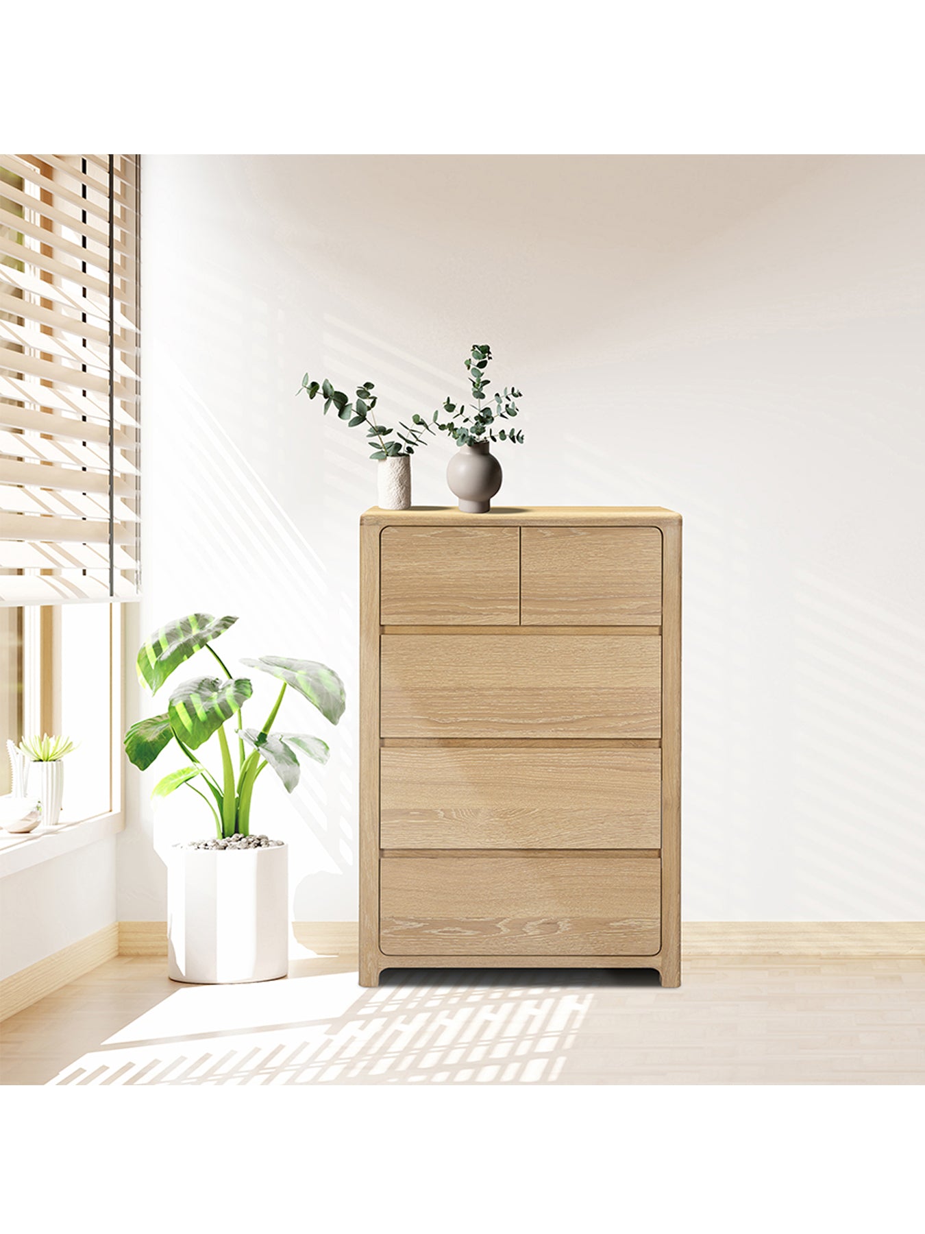 Hadrian Oak 2 Over 3 Drawer Chest