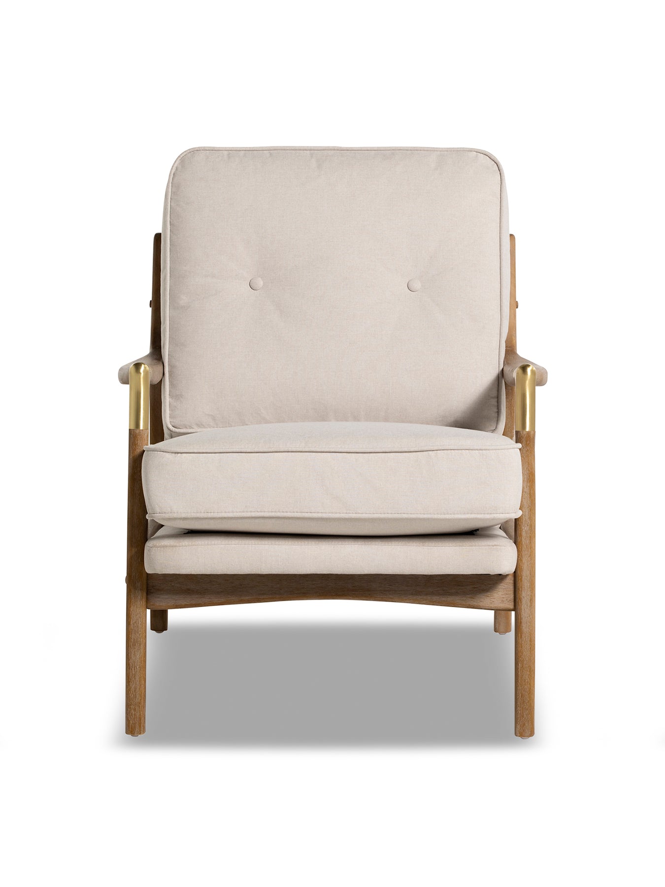 Merrin Cream Fabric Accent Chair With Wood Frame