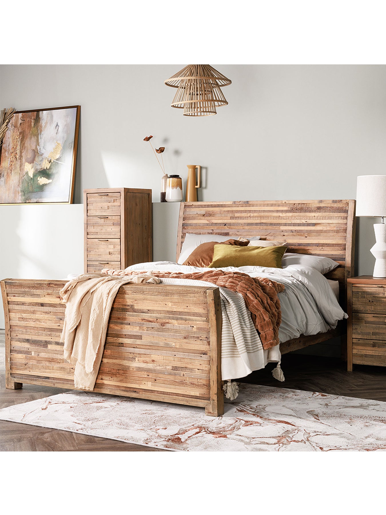 Charlie Reclaimed Wood King Bed Frame High End Brown