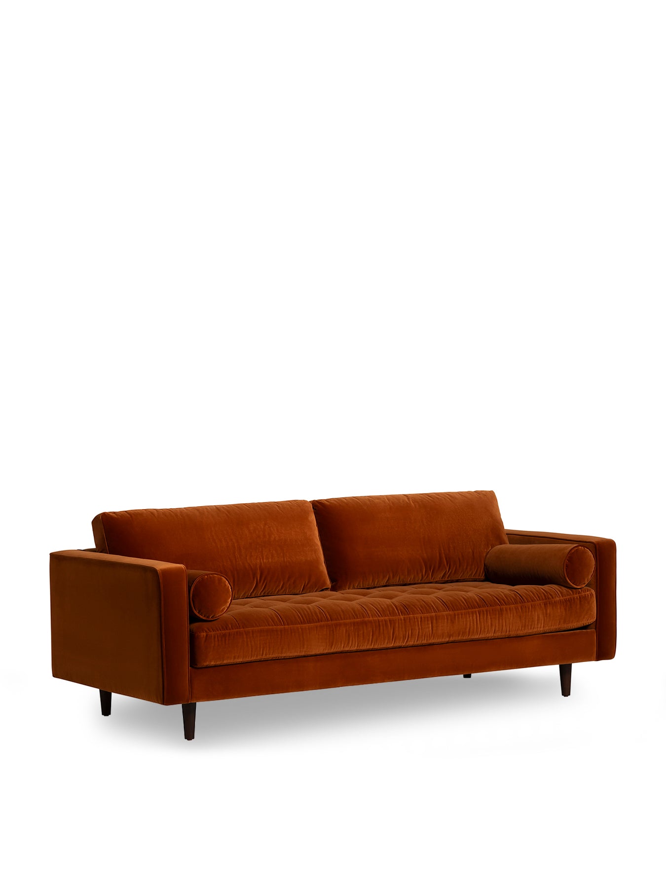 Hemingway Burnt Orange Velvet 3 Seater Sofa