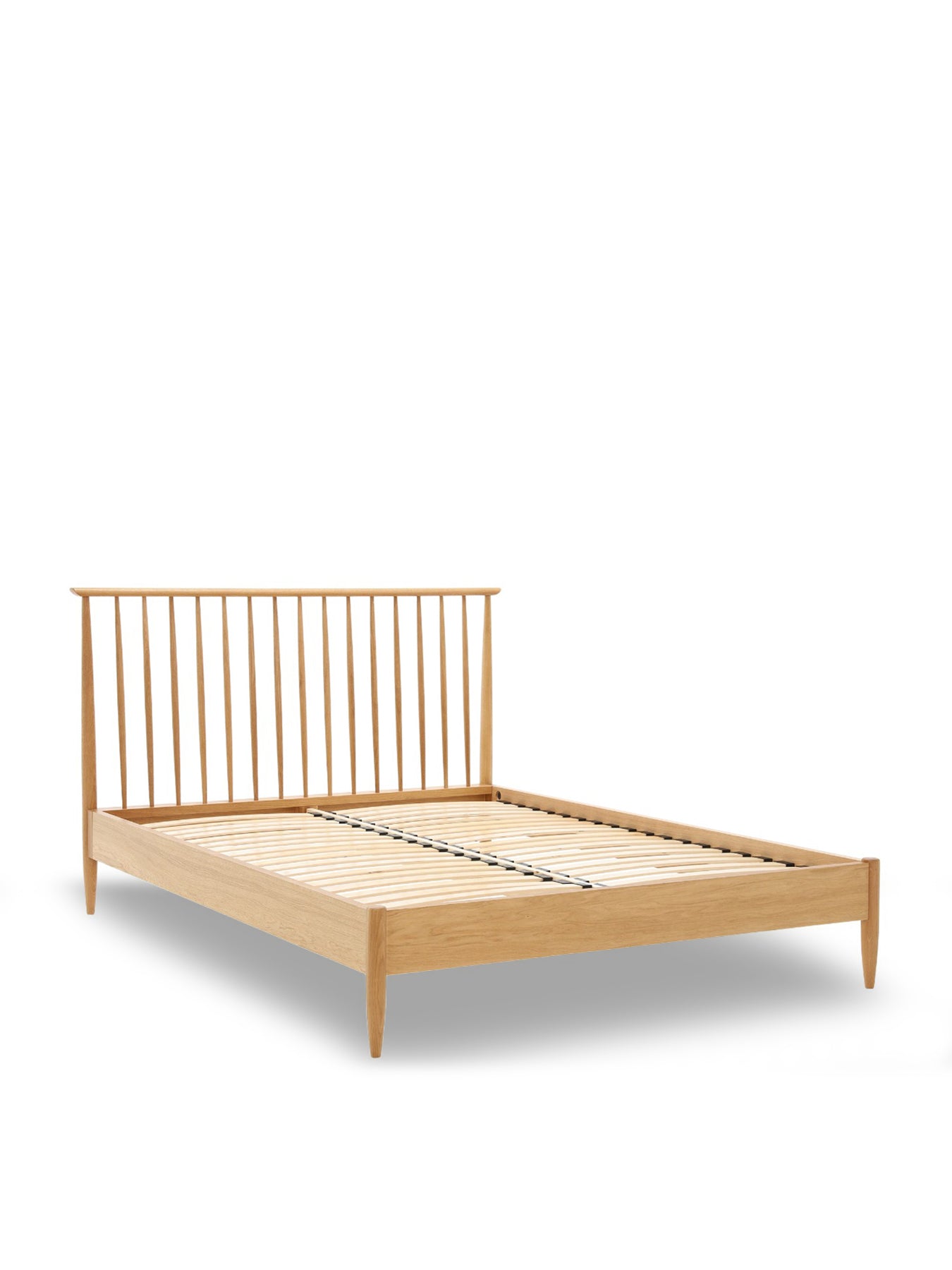 Teramo Oak Double Bed Frame With Spindle Headboard