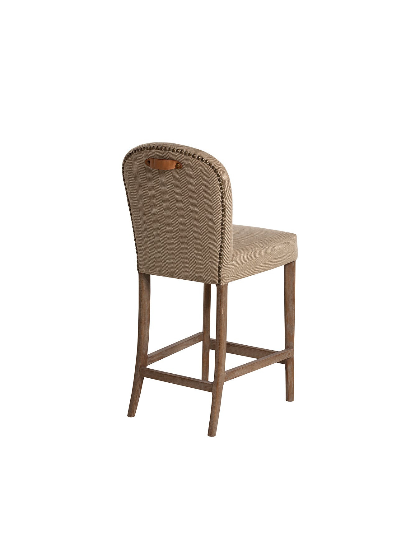 Maurice Fabric Bar Stool with Brass Studs