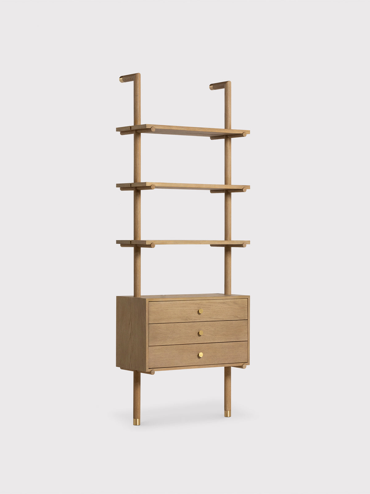 Athos Oak Wood Bookshelf With Drawers and Shelves
