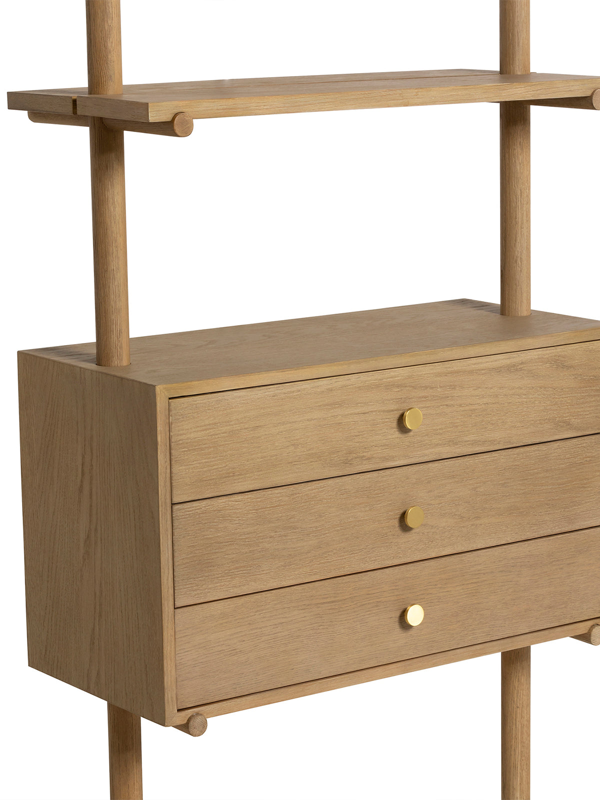 Athos Oak Wood Bookshelf With Drawers and Shelves
