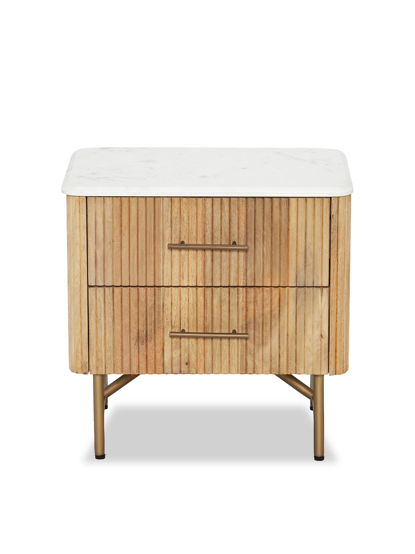 Fuji Mango Wood Marble Top Bedside Table