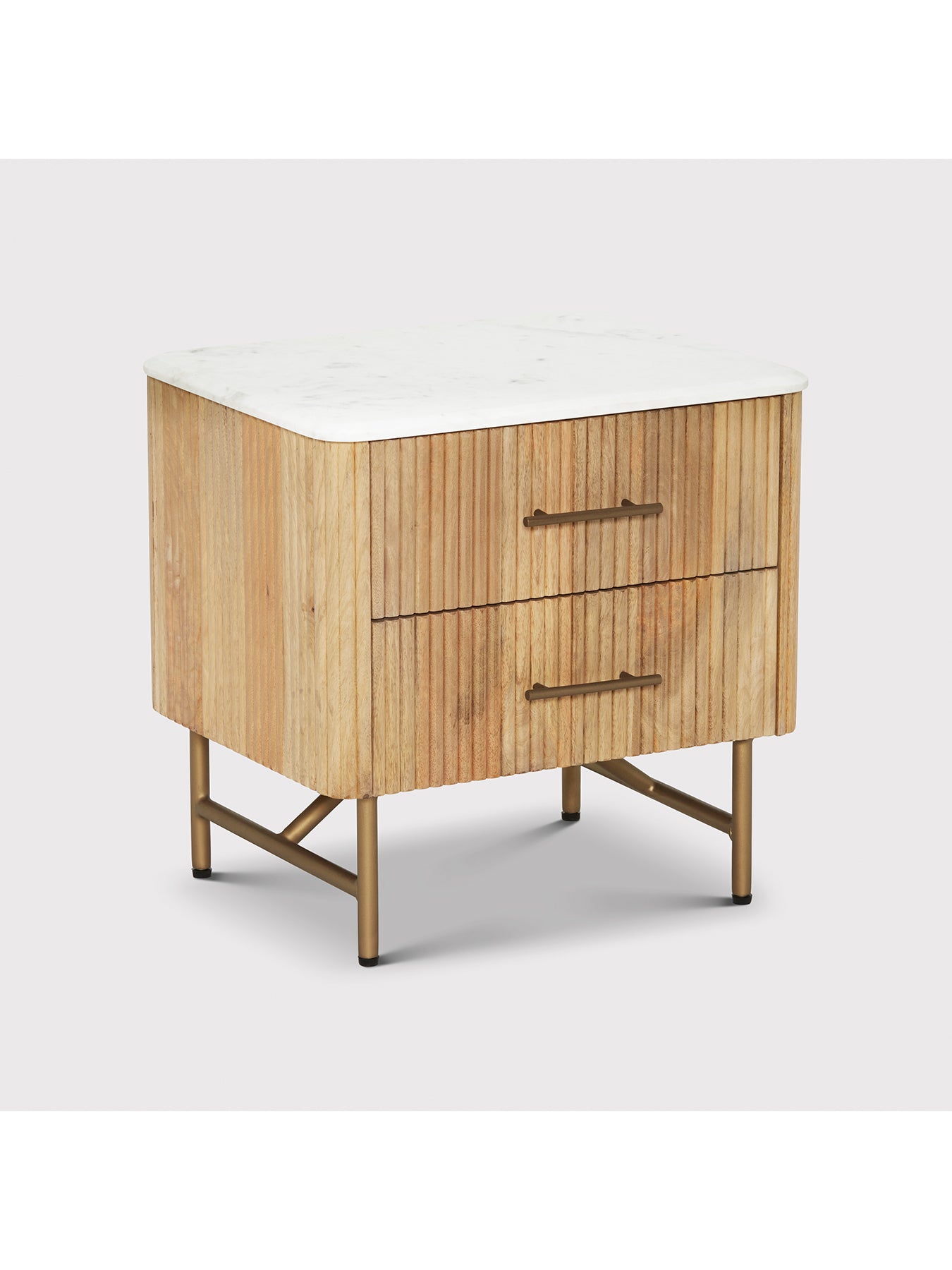 Fuji Mango Wood Marble Top Bedside Table