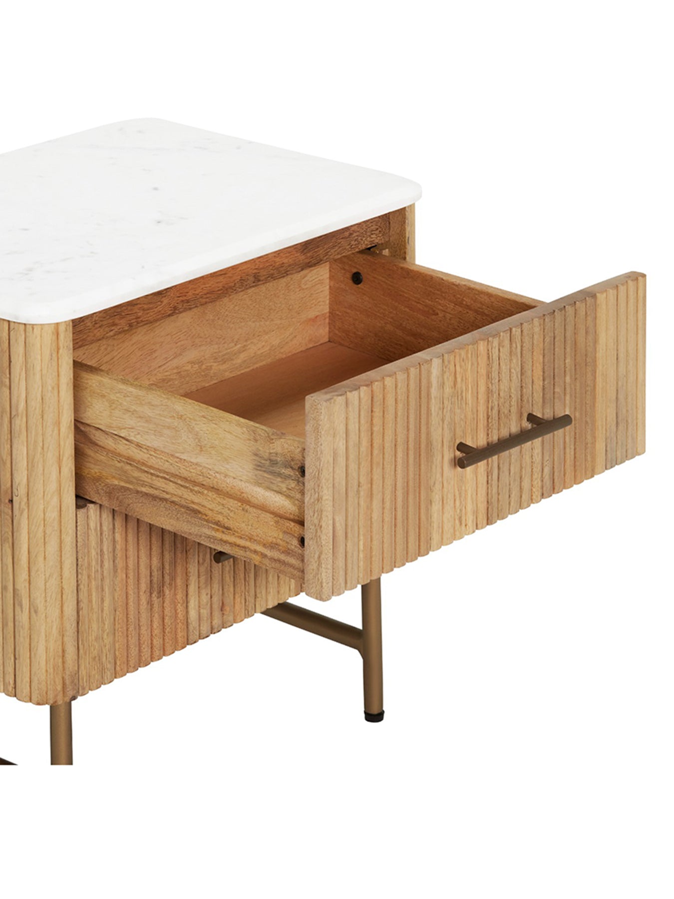 Fuji Mango Wood Marble Top Bedside Table